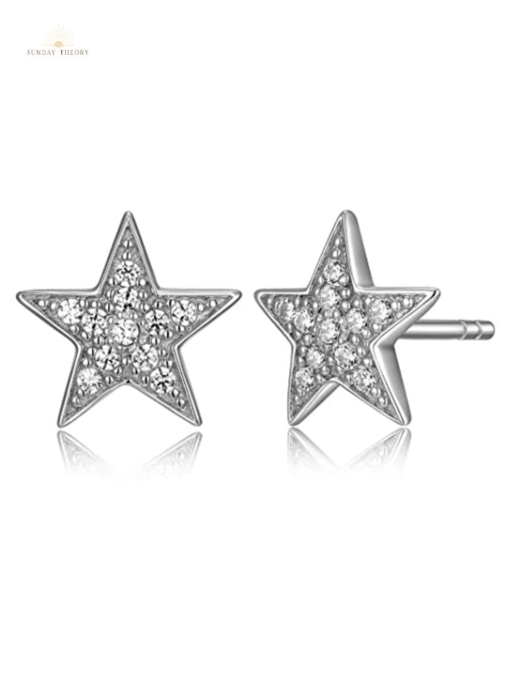 Sterling Silver Pave CZ Star Stud Earrings Hypoallergenic